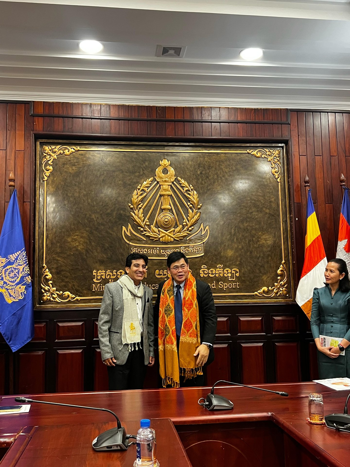 Ceremonial exchange with Cambodian government representatives